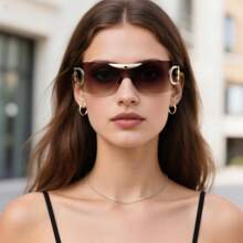 1 pieza Gafas de moda sin montura clásicas, estilo cuadrado retro casual para hombres y mujeres, con forma envolvente personalizada