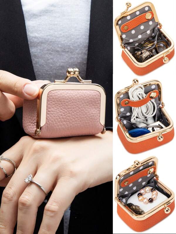 [1-Pack Mini Jewelry Box] Cross-Border New Genuine Leather Mini Jewelry Box Necklace Earring Storage Box Halloween Gift Travel Jewelry Box Cute Ring Bag Exquisite Christmas Gift Women's Gift Headphone Storage Bag New Small Wallet Mini Coin Purse Soft Leather Coin Bag Cosmetics Storage Bag Travel Essentials Travel Accessories Travel Bag For Vacation Holiday Back To School School Stuff Jewellery Box Jewelry Organizer