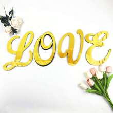 OUTANA 20厘米3D亚克力镜面墙贴，金/银/黑书法字母墙贴。自粘可移除设计，轻松在装饰墙上拼出“生日快乐”。适用于装饰客厅、卧室、厨房、办公室、健身房等场所。 - 金色 - 查看 8