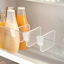10pcs Refrigerator Organizers - Customizable Kitchen Storage Space Management, Durable Transparent Fridge Side Door Shelf Dividers
