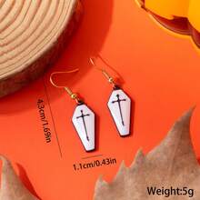 1 对/6 对金属幽灵、蜘蛛、字母、十字架、黑猫形吊坠耳环，女士万圣节派对、送给朋友的生日礼物