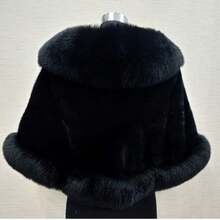 Women's Faux Fur Coat Wedding Cloak Cape Shawl For Evening Party For Dress,Travel Essential,Holiday - Black - View 3