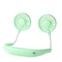 Ventilador de verano portátil, ventilador refrigerado, ventilador de cuello con manos libres, ventilador colgante recargable por USB de 1200 mAh, mini ventilador deportivo con 3 velocidades ajustables, ventilador doble para el hogar y la oficina