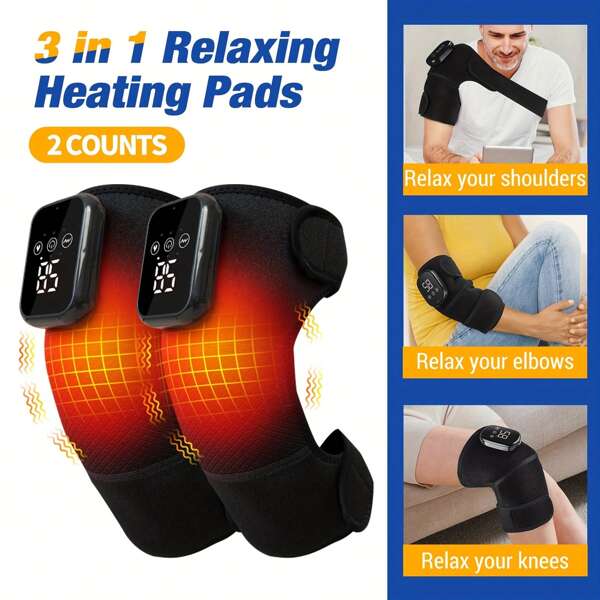 Cordless Heated Knee Massager, 3 Vibration & Heat Modes, 3-In-1 Adjustable Wrap For Knees, Shoulders & Joints, Lightweight & Rechargeable For Gym, Travel & Home Use