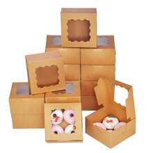 50 个带窗口的面包盒，6x6x3 英寸小饼干盒，用于装零食、糕点、巧克力草莓、马卡龙、纸杯蛋糕、糖果、甜甜圈、万圣节和圣诞饼干马卡龙包装。 - 彩色 - 查看 9