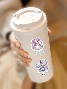 60pcs Lolita Stickers, Cartoon Cute Girl Stickers For Phone Case, Scrapbook, Planner Decoration - Multicolor - View 6