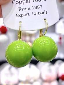 2 pares/set o individual Pendientes de óvalo geométrico de resina acrílica de colores tipo macaron para mujeres, diseño minimalista adecuado para primavera/verano, citas, fiestas, ir y venir, multiocasiones - Redondo multicolor - Ver 6