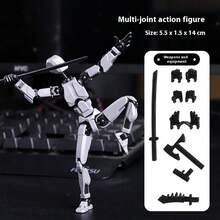 1个可动人偶套装 - 3D打印DIY幸运符，配有可替换武器和360°可动关节（2.16*0.59*5.51英寸）| 可定制减压展示架，适用于办公室/桌面 | 生日/圣诞节/返校创意礼物 - 彩色 - 查看 11