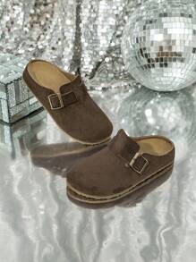 Cork Thick Sole Mule Slippers, Comfortable Slip-On Sandals, Retro Casual Closed Toe Slippers For Students, Summer Wear (Size Runs Small, Suggest Ordering One Size Up)