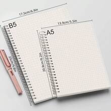 Quaderno a spirale con griglia grande, quaderno a spirale, mini quaderno, griglia spessa, quaderno semplice per studenti e laureati, quaderno con copertina trasparente - adatto per studio, ufficio, scrittura e disegno, forniture scolastiche, ritorno a scuola