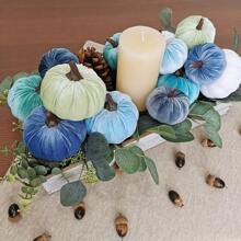 16pcs Set Of Faux Assorted Velvet Pumpkin Decorations Teal Blue Green Grey Ivory Fabric Pumpkin Foam Pumpkins For Farmhouse Fall Wedding Thanksgiving Halloween Table Centerpieces Mantel Kitchen Decor Home Decor Halloween Decor Fall Decor Room Decor
