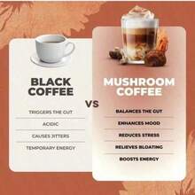 Organic Mushroom Coffee -6Adaptogenic Mushrooms + MCT Oil ForEnergy, Focus & Gut Support |InstantCoffeel30 Servings - 1 Pack - 查看 3