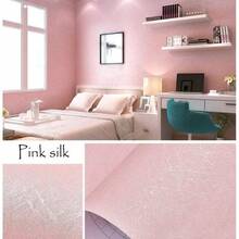 1 卷 15.7x196.8 英寸壁纸，撕下即可粘贴卧室装饰墙贴丝绸纹理墙纸卷厚贴纸接触纸可移除自粘防水乙烯基用于厨房台面贴纸可移除自粘防水乙烯基用于厨房台面墙纸墙面装饰客厅装饰 - 粉色 - 查看 4