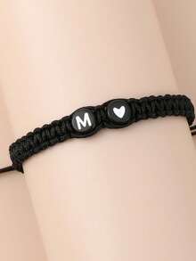 1 件 26 个字母情侣手链，适合女士少女可调节 A-Z 字母编织手镯，毕业生日礼物珠宝情人节 - 字母情侶手鍊 - 查看 4