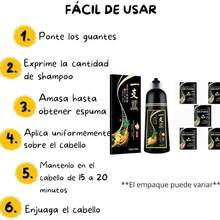 Negro- Shampoo Tinte Instantaneo Para Cabello Cubre Canas Natural Jengibre 500Ml Más 5 Sobres 30Ml C/U (150G) - Champú Instant Hair Color Para Teñir El Cabello 3 En 1 Coloración Con Hierbas Unisex (650Ml) - Negro - Ver 2