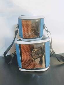 1 件便携式宠物笼，透气斜跨仓鼠/鹦鹉笼，爬虫网状旅行笼，透明散热垫，可拆卸，适合所有季节 - 藍色 - 查看 11