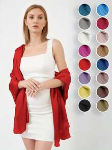 1pc Fashion Women Shawl, Extra Long Bridal Wrap For Wedding Party, All Seasons For Dress - A - View 1