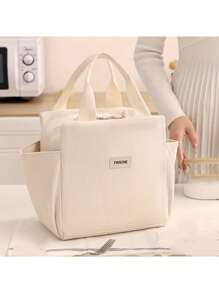 1 件可爱灯芯绒午餐手提袋，可重复使用的保温午餐盒，多功能防水防漏成人午餐手提冷藏袋，带拉链，适用于工作、野餐或旅行学校用品学校配件旅行配件教室整理袋家庭必需品，送给老师、朋友和家人的礼物，适合返校、圣诞节、情人节礼物情人节返校用品学校用品袋女士午餐袋野餐配件