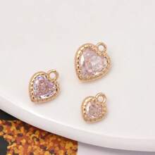 1 pieza/4 piezas/6 piezas Colgante con borde en forma de corazón y circonita, Colgante con dije colorido para pulsera DIY, collar, decoración de joyería
