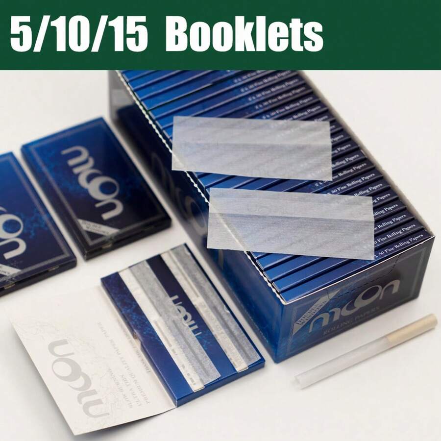 moon. 5/10/15 carnets | chaque carnet comprend plus de 50+50 feuilles de papier à rouler | total 500/1000/1500 feuilles | taille : 2,76" (70 mm * 36 mm) | papiers à cigarettes transparents ultra-fins | avec gomme arabe naturelle | fine doublure de gomme | lente combustion | facile à rouler | sans goût | papiers à cigarettes à rouler à la main | outils de fumage DIY | pour le camping en plein air, les fêtes et le portable