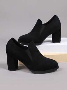 Bottes à top bas flatteuses, bottes anti-dérapantes de style britannique pour femmes, bottes de cheville à talon épais polyvalentes et , bottes nues pour femmes au printemps et en automne