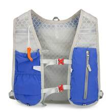 小型水袋背包背心，轻便透气吸汗跑步背包，可调节跑步水袋背心，适合越野跑、马拉松、慢跑、骑行（仅背包，不含水袋），健身包，跑步配件，女士运动包 - 寶藍色 - 查看 4