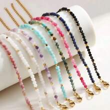 [Luxurious INS Style] Natural Stone Beaded Bracelet For Women, 5A Grade Faceted Multi-Treasure Beads Including Amazonite, Moonstone, Amethyst, Adjustable Slide Clasp, Sophisticated & Niche Stackable Daily Wear, Gift For All Seasons
