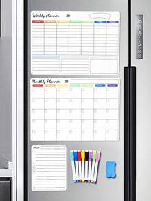Christmas Set, Includes Fridge Magnets, Message Board, Monthly Planner, Weekly Planner, Daily Planner, Colorful Magnetic Pens, Eraser, Calendar And To-Do List. Best Home Decor New Year Gift. - Multicolor - View 12