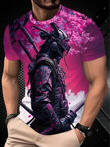 Áo thun nam cỡ lớn mùa hè in kỹ thuật số 3D hình Samurai Nhật Bản, phong cách retro. - Nhiều màu - Xem 5