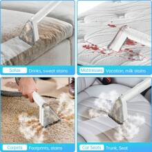 Odkurzacz parowy 1650 W, funkcja pary, odkurzacz do dywanów z parą, czyszczenie dywanów gorącą wodą, czyszczenie sof, mocne ssanie, cichy, samoładujący