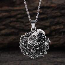 GuoShuang 4pcs Retro Men's Necklace Gothic Rock Skull Halloween Retro Necklace Jewelry Gift