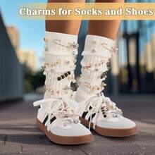 RANShoe Charms For Sneakers Socks 93pcs Letter Shoe Lace Charms Jewelry Pearl Junk Pins Stylish Shoe Dration Charms Accories For Women Clothes Hats Brooch Pins Buttons - As Pic - View 3