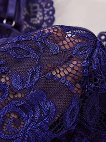 SOFUSEN 女士性感深V蕾丝莲花文胸套装，卧室、浴室、派对等场合皆宜的多功能内衣 - 紫色 - 查看 2