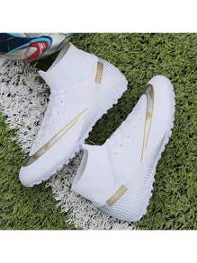 Zapatos de fútbol para hombres, cómodos, antideslizantes, transpirables, zapatos de entrenamiento profesional de caña alta, clavos TF, zapatos de partido de talla grande para exteriores, zapatos de fútbol para interiores de cinco a lado, césped artificial/césped/césped artificial, adecuados tanto para hombres como para mujeres