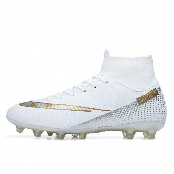 SUNAIS Men's Soccer Shoes With Non-Slip Spikes High-Tops Lace-Up Indoor Futsal TF Turf Cleats Sneaker