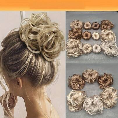 优雅的 6 英寸真人发圈 - 柔软、蓬松、耐用的弹性发髻，适合女性，多种颜色可供选择