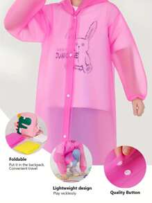 1 stuk herbruikbare regenjas met capuchon voor jongens en meisjes - casual, lange mouwen, outdoor regenponcho