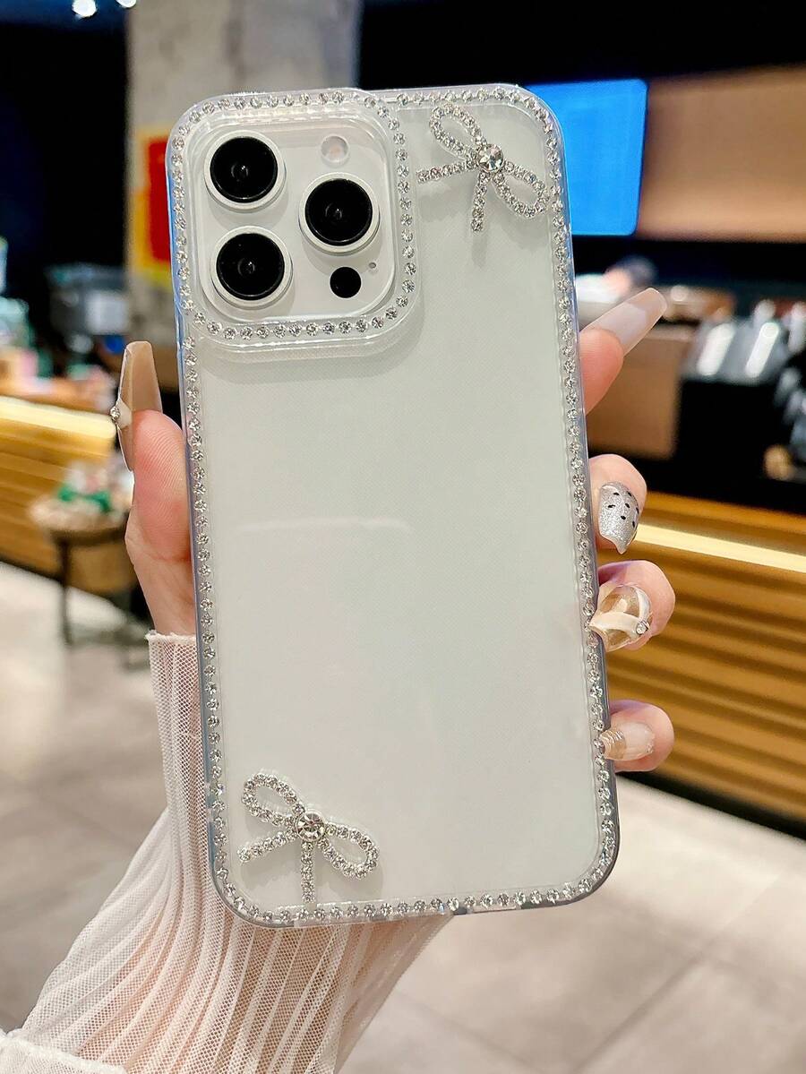 Transparent Luxury Diamond Crystal Flower & Star Dual Flower Rhinestone Soft Phone Case Compatible With IPhone X/XS/XR/11/11 Pro/11 Pro Max/12/12 Pro/12 Pro Max/13/14/13 Pro/13 Pro Max/14 Plus/14 Pro/14 Pro Max/15/15 Plus/15 Pro/15 Pro Max/16/16 Pro/16 Pro Max - Clear - View 1