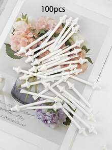 100 支鼻蜡棒，塑料鼻毛蜡涂抹棒，带一次性刮刀，适用于男士女士眉毛耳朵鼻毛脱毛