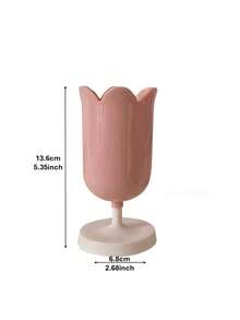 郁金香笔筒 - 泥土花卉桌面收纳盒，适用于化妆刷、办公用品和文具 - 鲜艳色彩的塑料装饰收纳盒，文具收纳 | 柔和的装饰 | 亮面处理。适合四季，用于学校用品，返校季