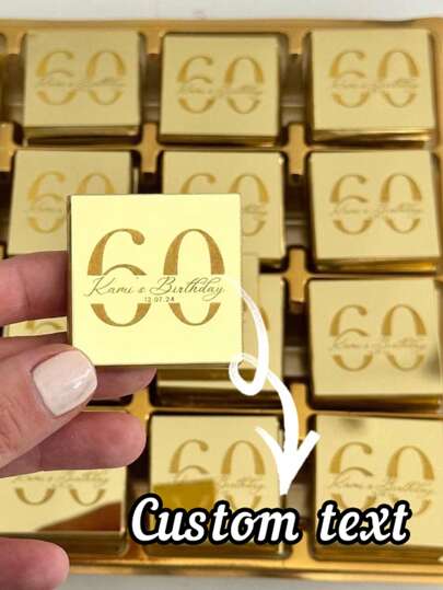 1pc 30pcs 50pcs .Custom Chocolate Label Brand, Custom Text,(Does Not Contain Chocolate)Birthday Party Chocolate Discount, Birthday Personalized Plexiglass Chocolate Discount, Birthday Table Decoration