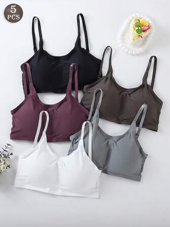 Set de 5 tops tipo camiseta con espalda con tiras para mujer, transpirable y cómodo