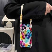 Funda para teléfono (1 unidad): Funda para móvil 16 Plus con cordón. Compatible con 13 Pro Max, 13 Pro y 14 Pro. Funda de silicona suave para el 14 Pro, con cobertura total de la lente, cuatro esquinas, anticaídas y diseño de malla. Funda protectora bonita para el 15 Pro. - Blanco - Ver 6