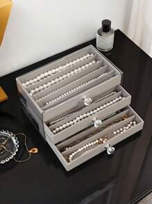 1 Multifunctional Jewelry Box, 3-Layer Necklace Storage Box, Drawer-Style Home Jewelry Storage Box, Suitable For Earrings, Rings, Necklaces, Bracelets, Suitable For Jewelry Stores And Daily Use, Large Capacity, An Ideal Gift For Women And Girls, Drawer-Style Home Jewelry Storage Box, Suitable For Earrings, Rings, Necklaces, Bracelets, Suitable For Jewelry Stores And Daily Use, Large Capacity, An Ideal Gift For Women And Girls