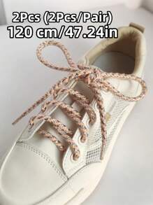 2 件金属编织鞋带，涤纶编织圆形鞋带，彩色双色黑白红黄蓝