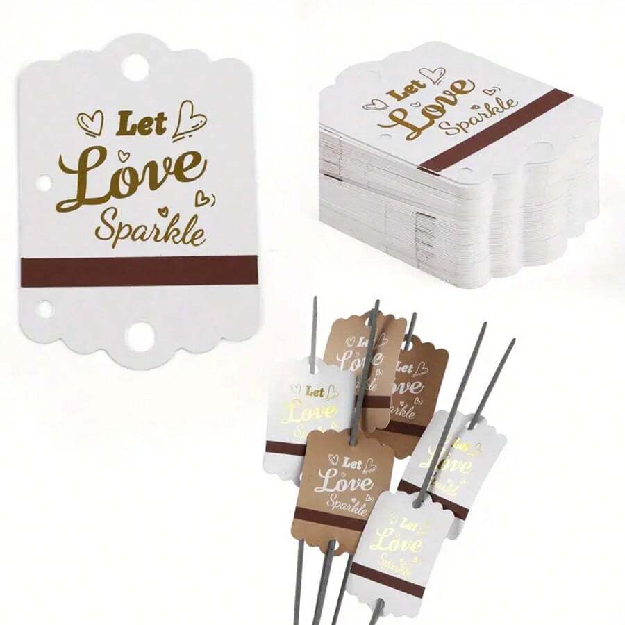 100pcs Wedding Sparkler Tags, Wedding Send-Off Tags With Built-In Match Striker, Rustic Kraft Wedding Tags Gift Tags, Craft Paper Sleeves For Ceremony Grand Exit, Anniversary, Engagement Event - D - 查看 1