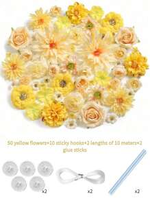 1pc Monochrome Series Floating Artificial Flowers Curtain, Creative Photography Prop, Indoor Outdoor Floral Decor, Plastic Fake Flower Petals Waterfall, Romantic Wedding Backdrop, 3-10cm Random Size, Decoration Material Pack