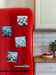 1/6 件丙烯画世界名画系列磁贴，创意个性油画冰箱贴，适用于厨房、办公室、家居装饰、学校用品、返校