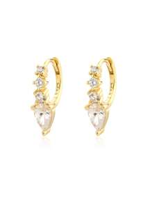 1 paire de boucles d'oreilles créoles de luxe en argent S925 avec zircone cubique en forme de larme, accessoires de bijouterie élégants et polyvalents pour femmes, cadeau