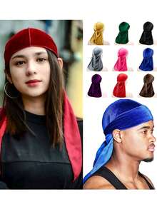 1件男士纯色天鹅绒头巾，带保暖内衬 - 可调节松紧带，佩戴稳固，柔软透气，冬季保暖头饰，海盗风格设计，适合运动、户外活动和休闲穿着。海盗帽，海盗服装